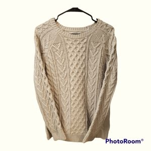 Forever 21 Tan Cable Knit Sweater Medium